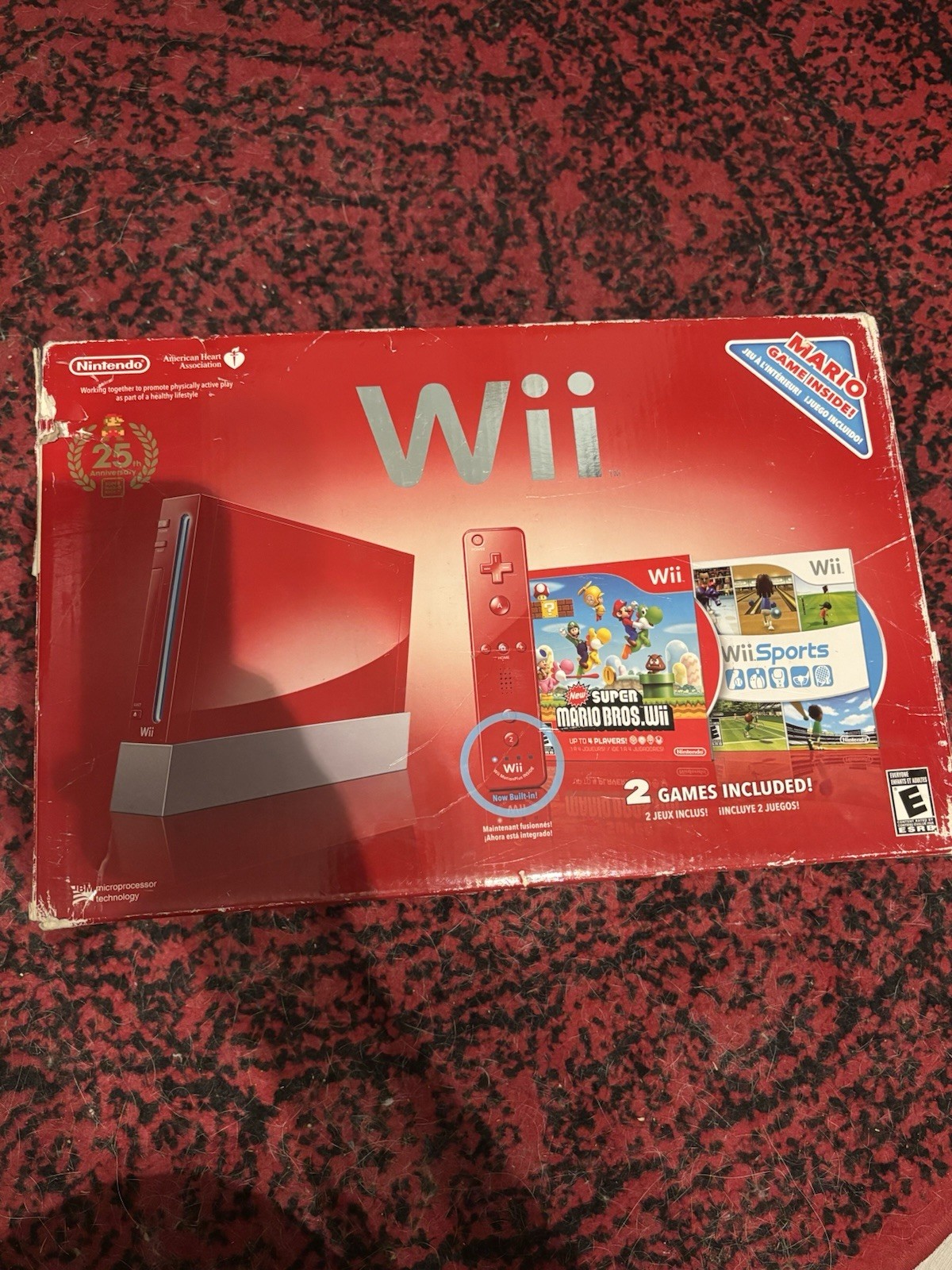 Nintendo Wii Red 25th Anniversary Console CIB With Both Games Read Description