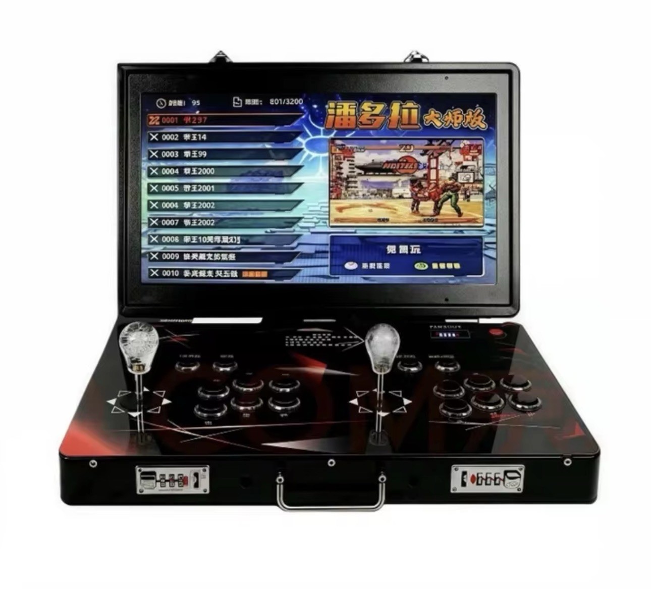 New 19.5-Inch Portable Arcade 1k Fighting Video Game Home Console Suitcase Black
