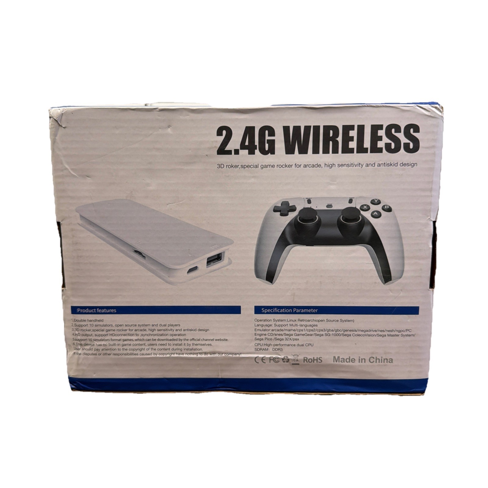 2.4G Wireless Retro Game Console Stick With Two Controllers Open Box