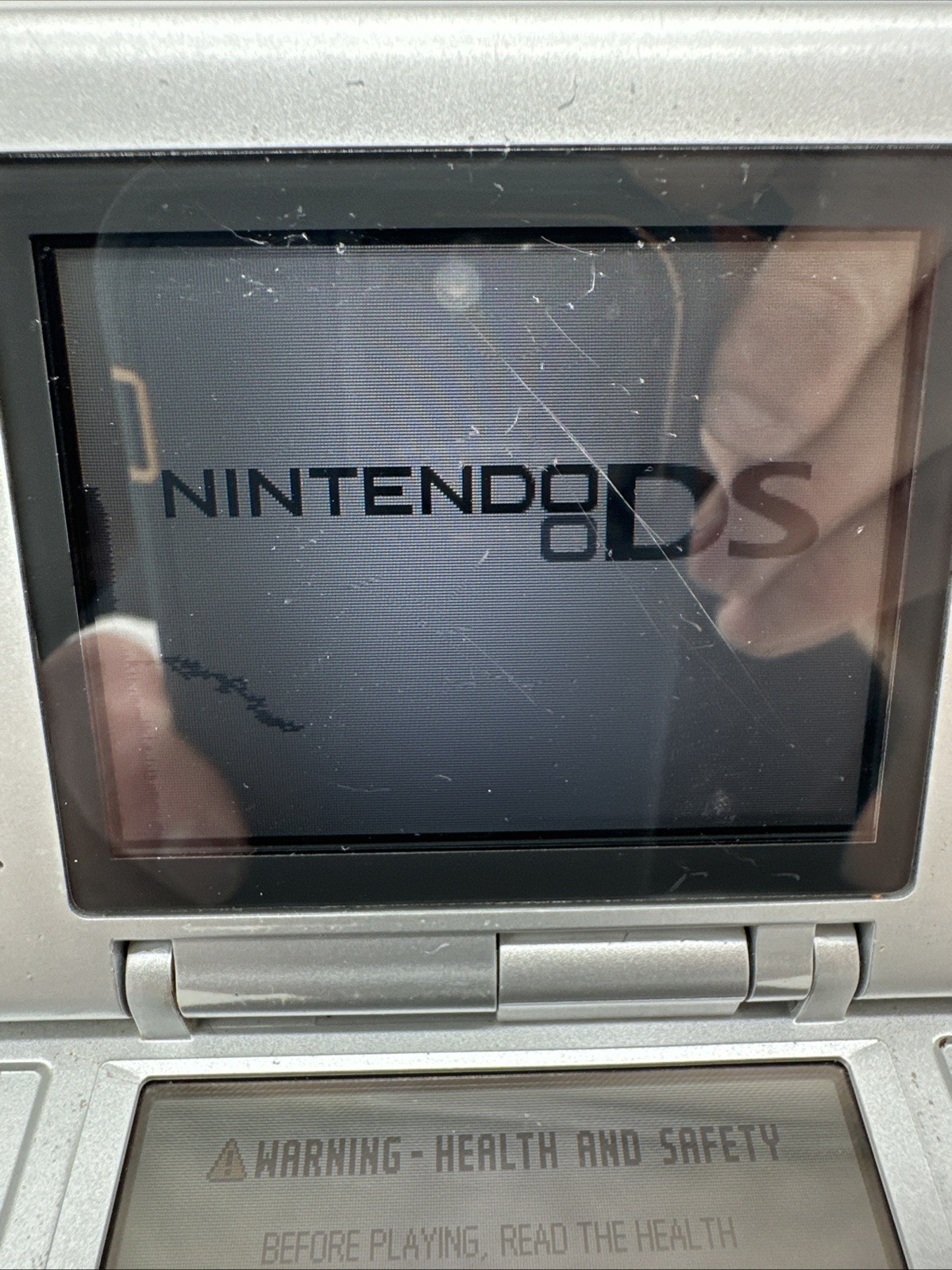 Nintendo DS Handheld System – Silver/ With Stylus- No Charger READ SEE PICS!!!