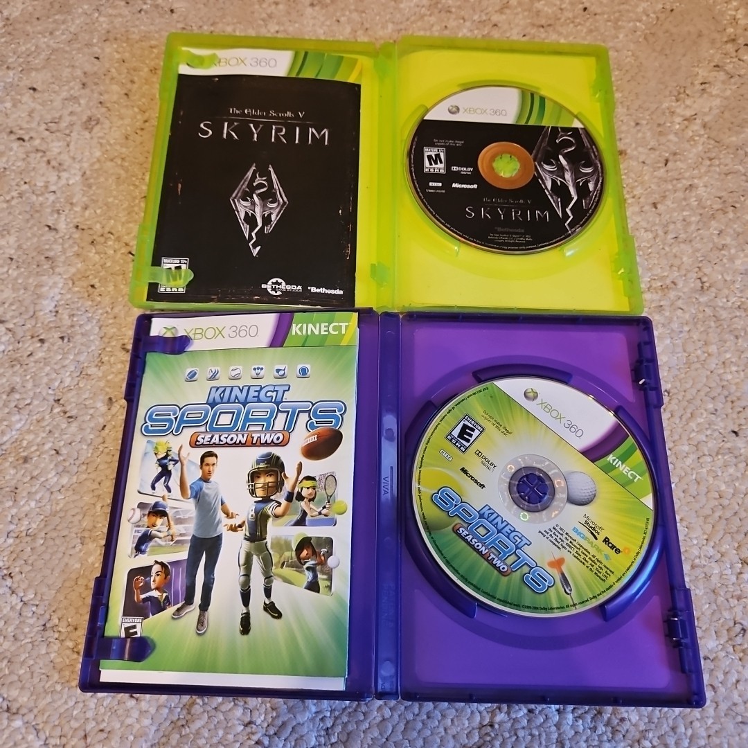 Xbox 360 Kinect Sensor + 9 Games Bundle Lot Tested Ready to Play