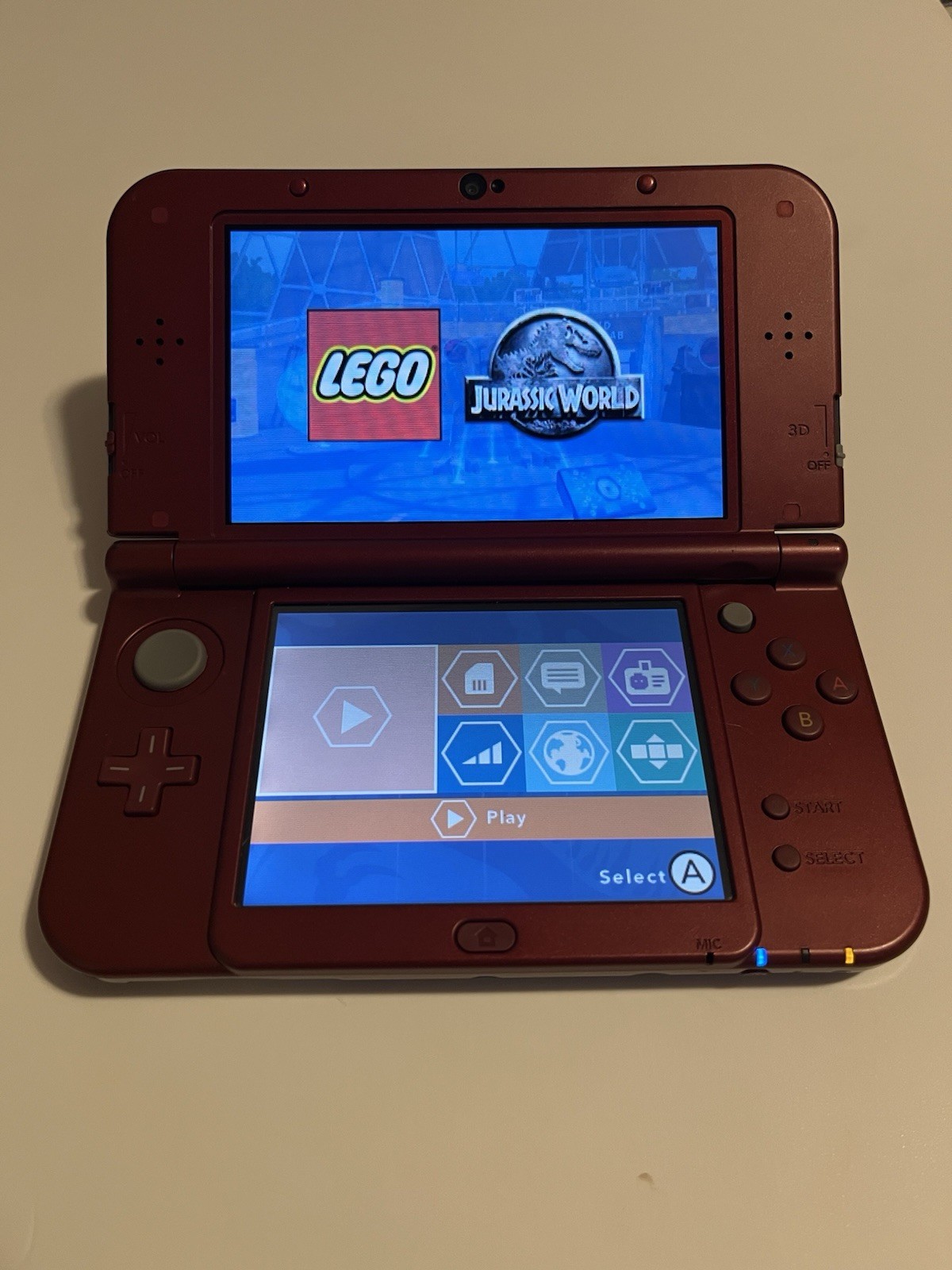“NEW NINTENDO 3DS XL” RED BUNDLE, TESTED; CHARGER, STYLUS & 3 GAMES, WORKS GREAT