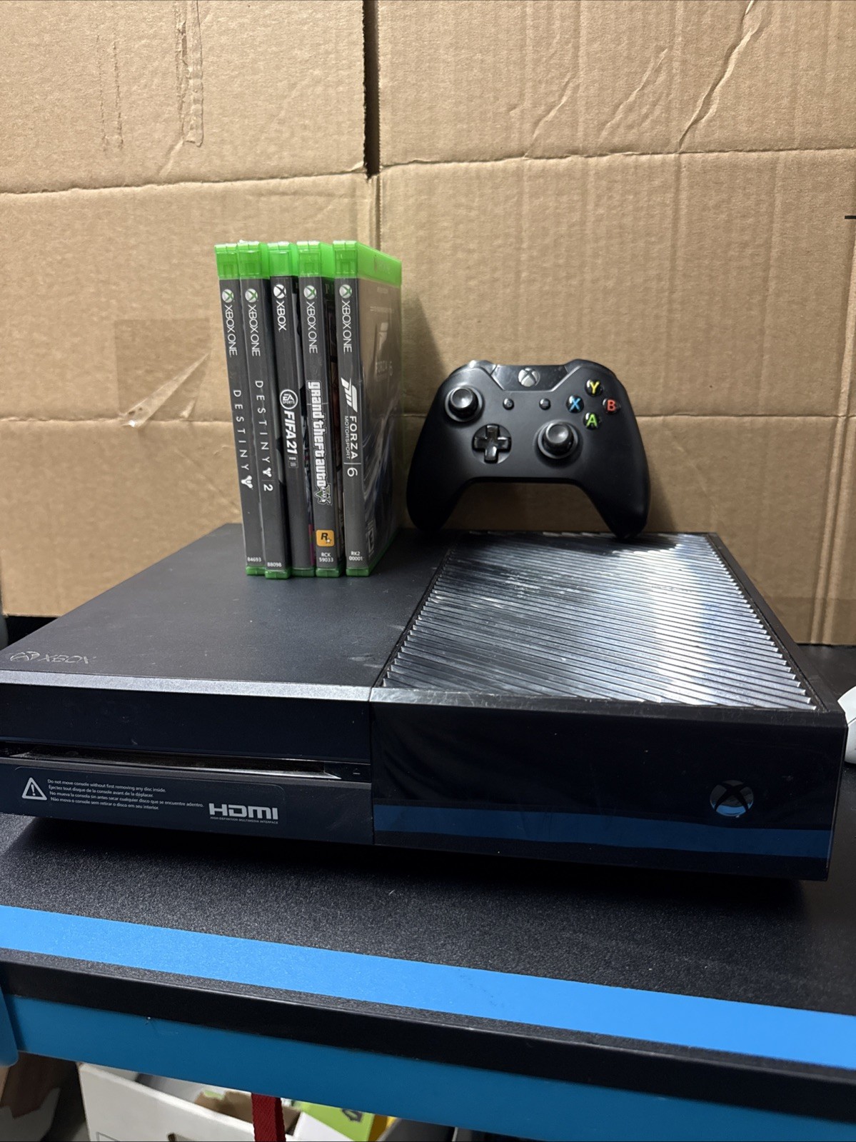 Microsoft Xbox One Console W Pwr Cable- Black – Model 1540 – BUNDLE PKG W 5games