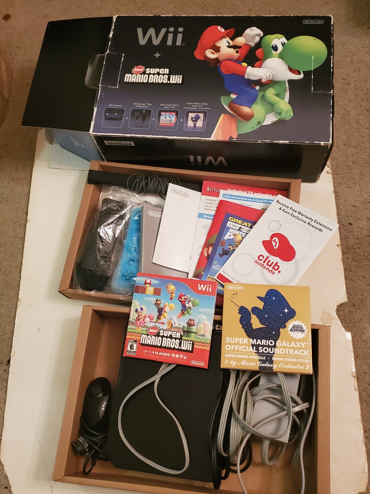 Nintendo Wii |BLK| (GameCube Compatible) CIB- Super Mario Bros/ Bonus Track CD