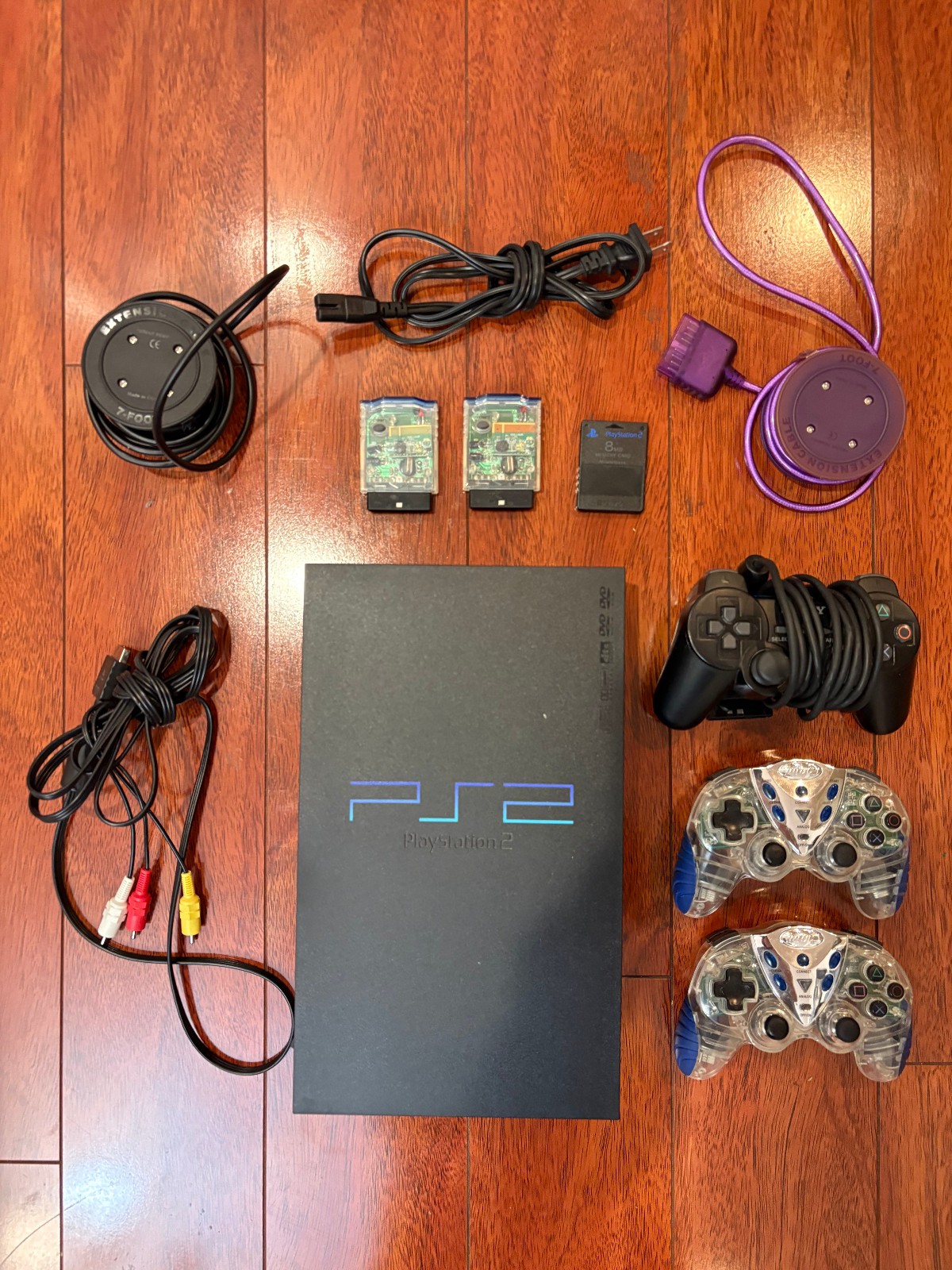 Working SONY PlayStation 2 Console + 3 Controllers (2 Wireless) + 3 Memory Cards