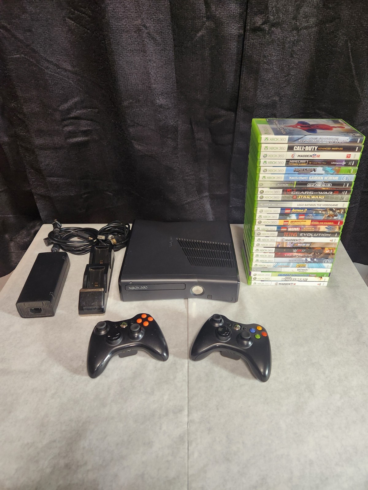 Xbox 360 S Slim 250gb Console Bundle Lot 25 Games 2 Controllers Tested Working