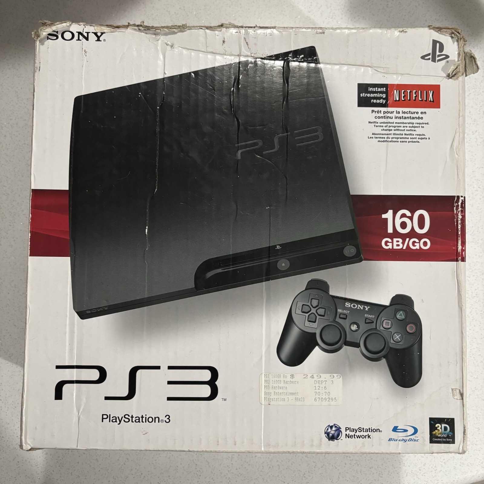 Sony PlayStation 3 Slim 160GB Black Console w/ Controller Cables Box CECH-3001A