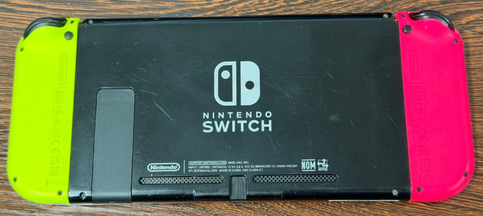 Nintendo Switch Handheld Console Neon Pink Yellow – Great Used Cond – Works Well