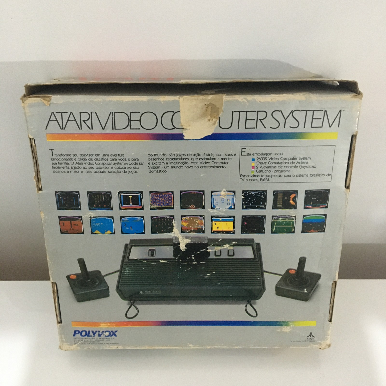 ATARI 2600 POLYVOX BRAZIL CONSOLE CIB + 8 AUTHENTIC GAMES MATCHING SERIAL NUMBER