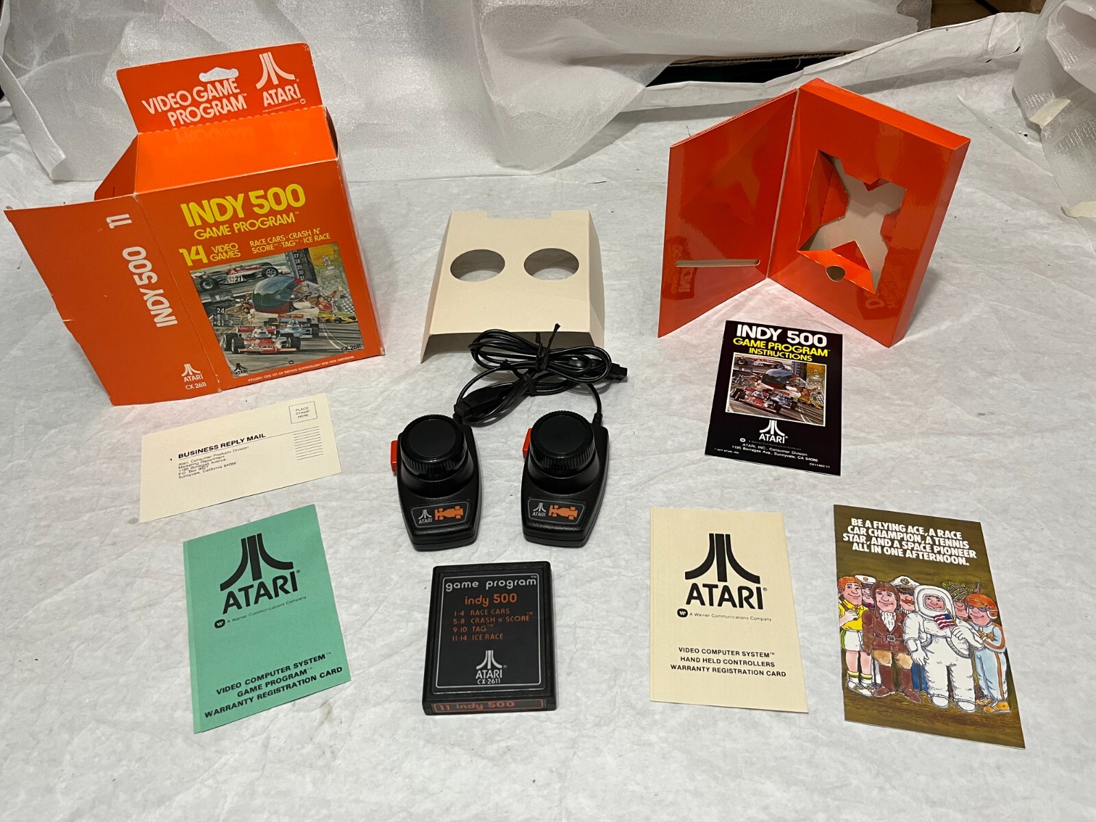 1977 ATARI *11 Indy 500* Original Big BOX Hangtab Gatefold + Driving Controllers