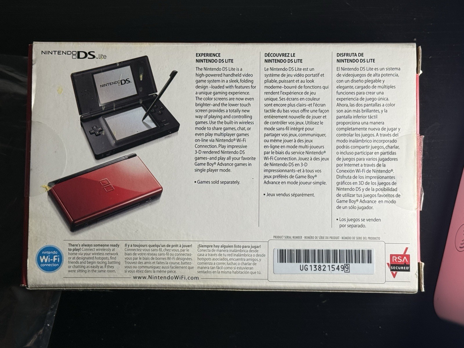 Nintendo DS Lite Handheld System Crimson Red Black Complete in Original Box CIB
