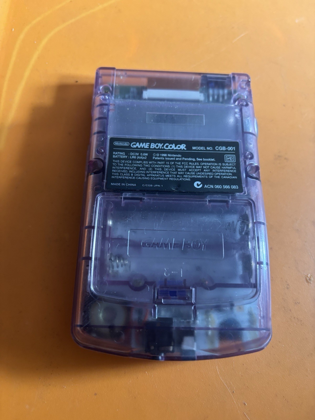 Nintendo Game Boy Color Clear Purple Handheld Console CGB-001 Color Display