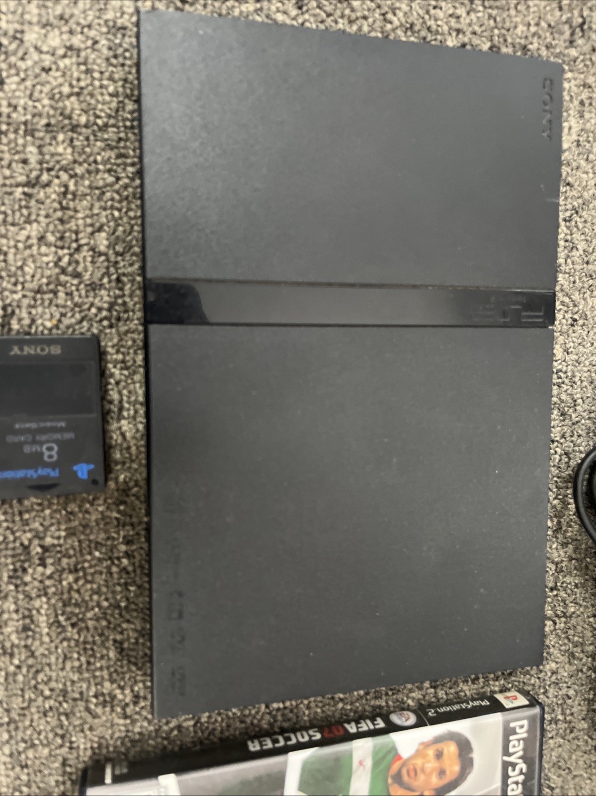 Sony PS2 Slim SCPH-77001 Console Bundle Tested Works Memory Card FIFA 07
