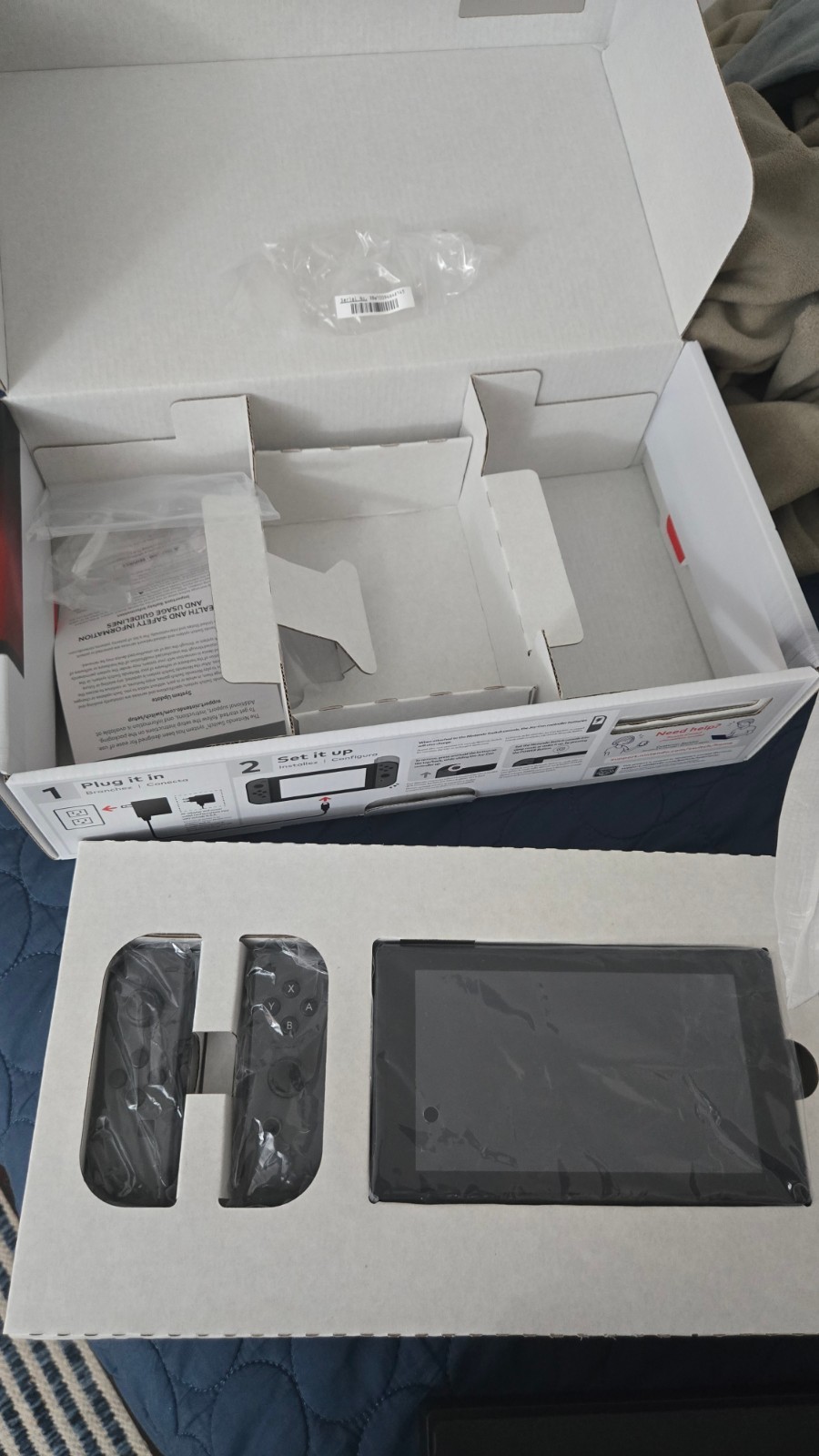 Nintendo Switch System 32GB Console w/Gray Joy-Cons in Box +Charger + Dock