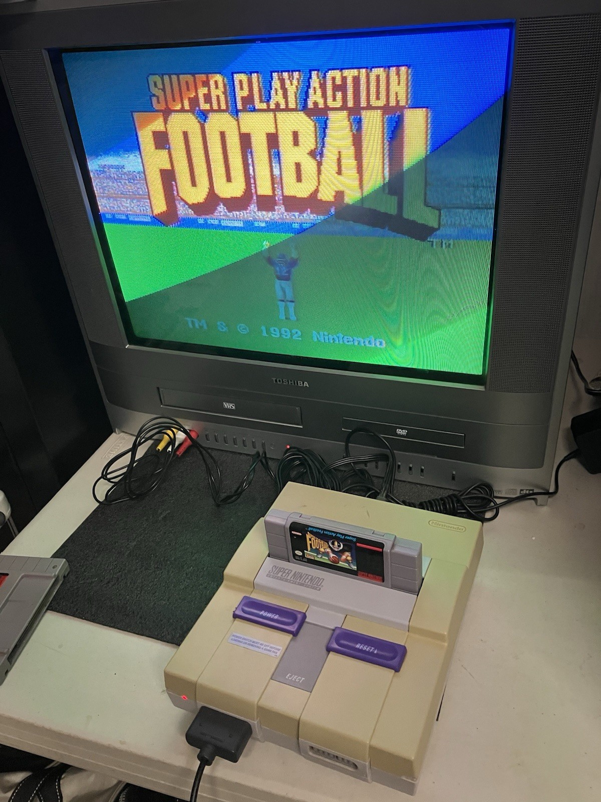 Super Nintendo SNES System Console Bundle W/ 10 Games Mario World Mario Kart