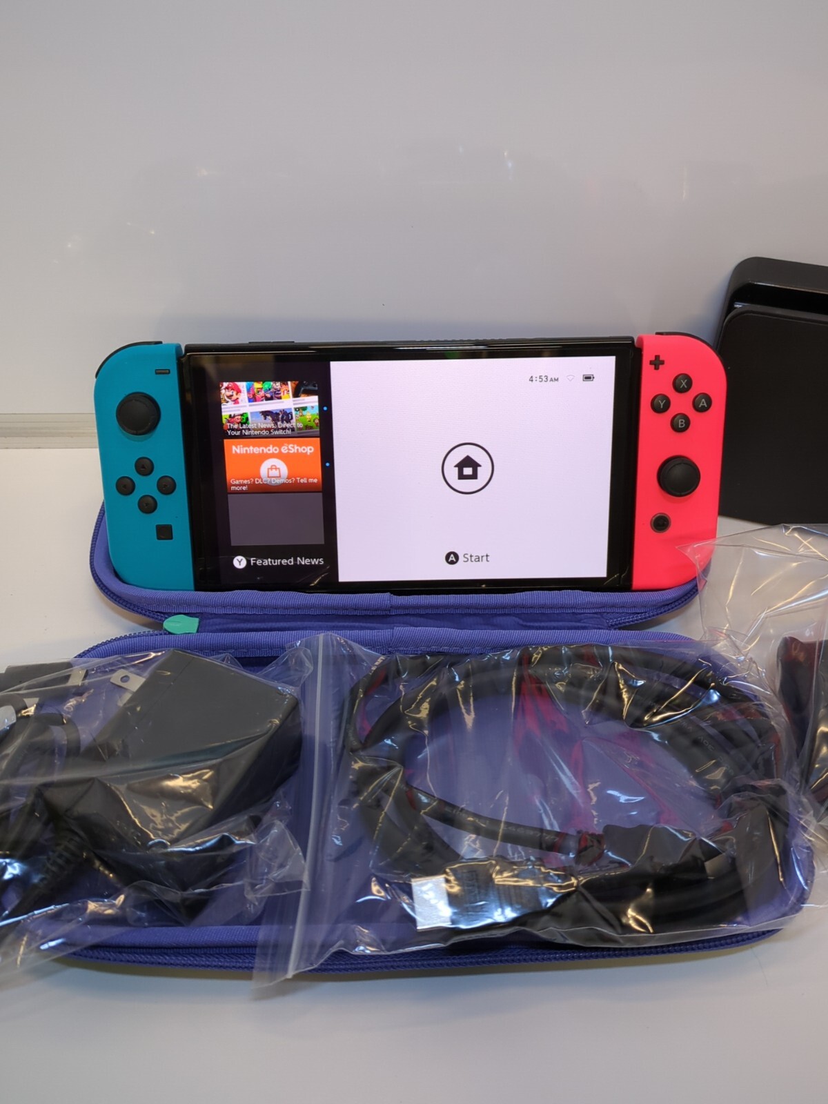 Nintendo Switch OLED 64GB Bundle + Cables + Extra + Pokemon Case + stand +Wires
