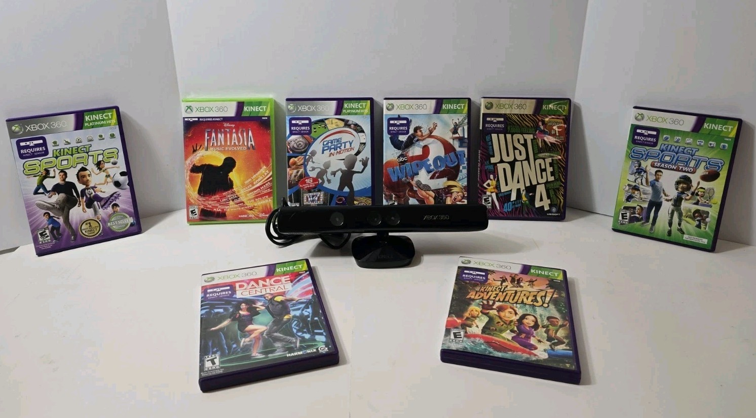 Xbox 360 Kinect Bundle With 8 Games! ALL GAMES TESTED! SHIPS FREE 🔥
