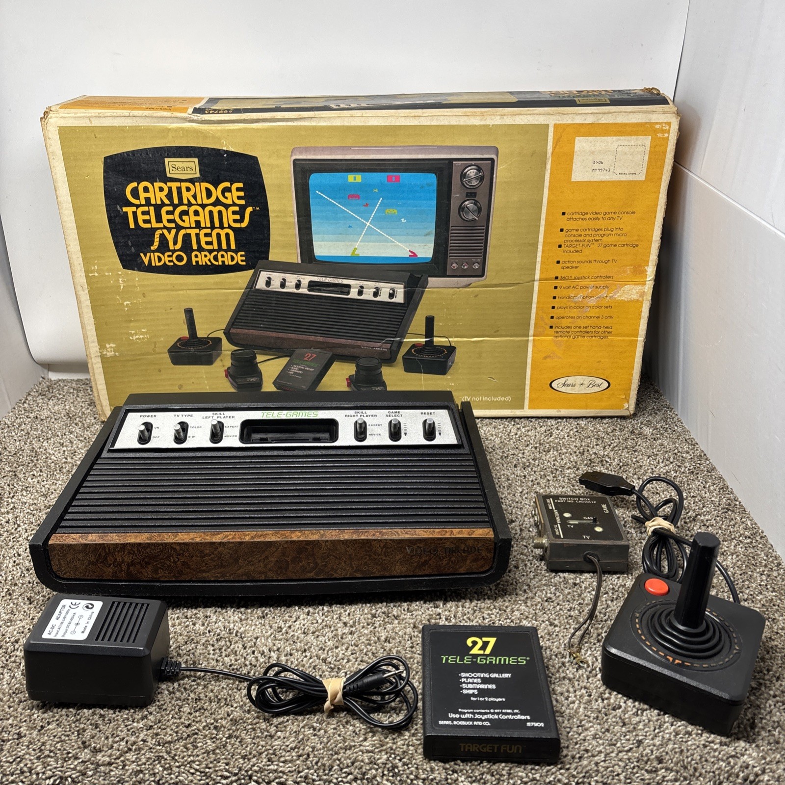 Sears Tele-Games Atari 2600 Heavy Sixer Console With Box READ TESTED