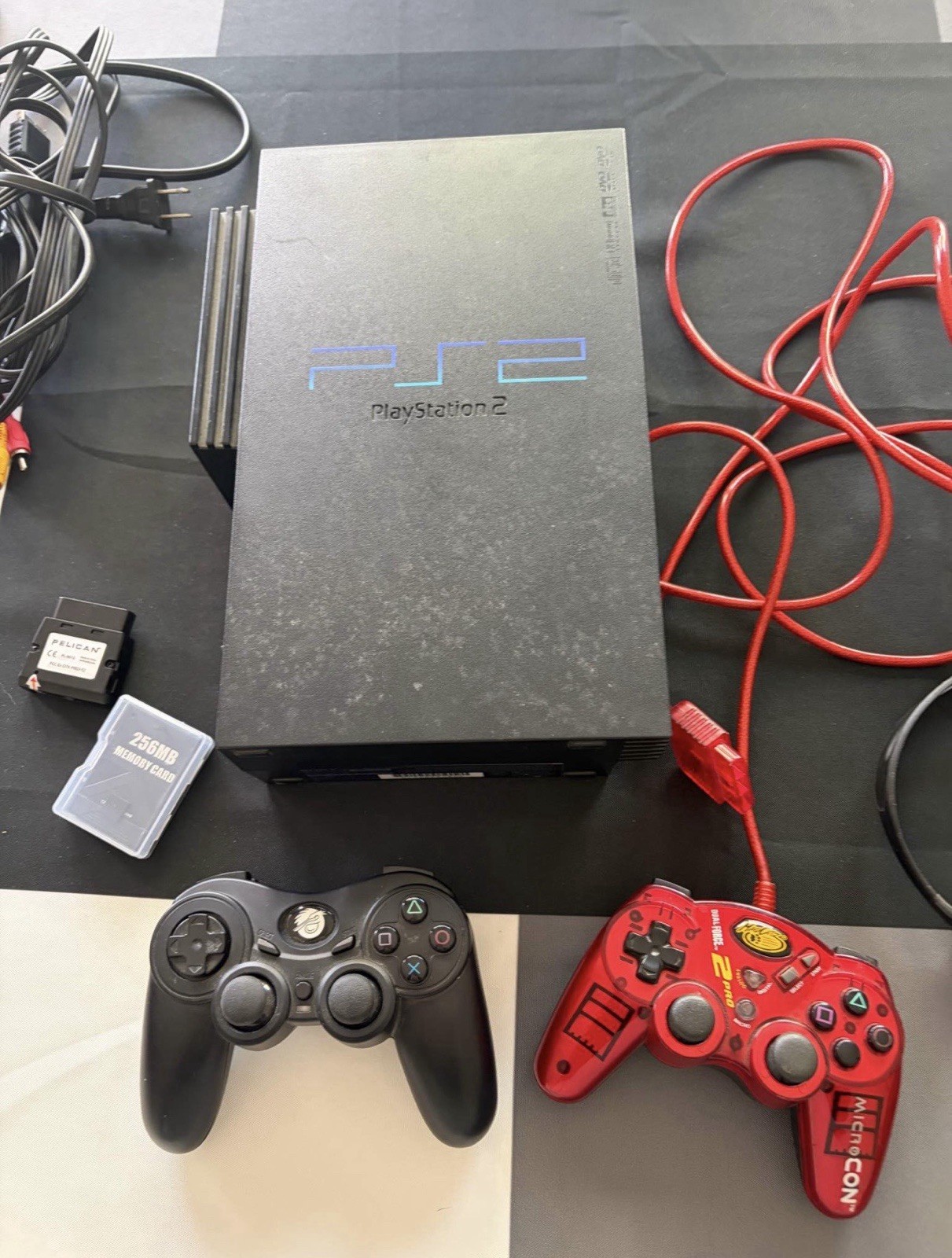 PlayStation 2 PS2 Fat Console Bundle Tested w/ 2 Controllers + 5 Games + Memory