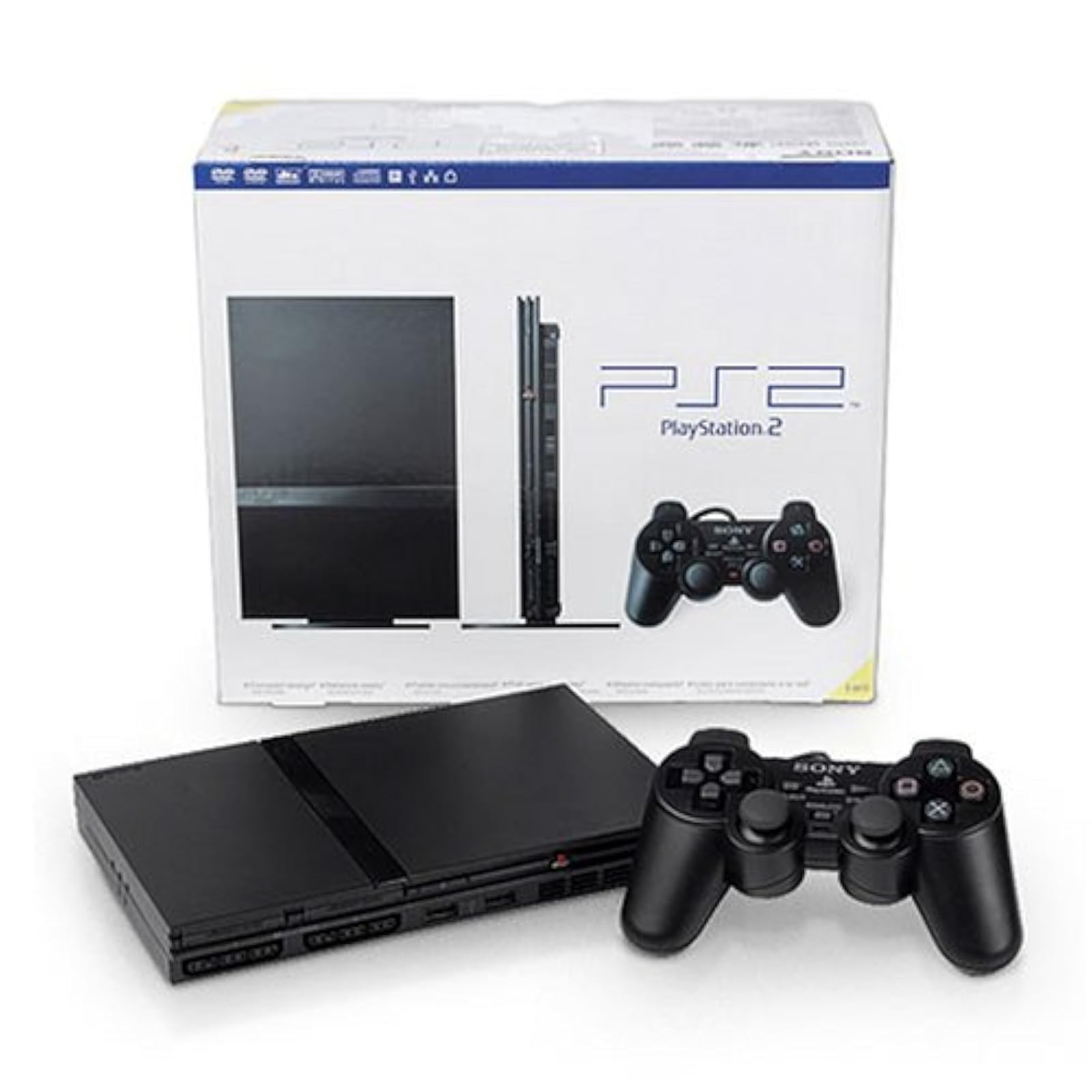 PlayStation 2 Console Slim PS2 Console With Two Controllers And Memory