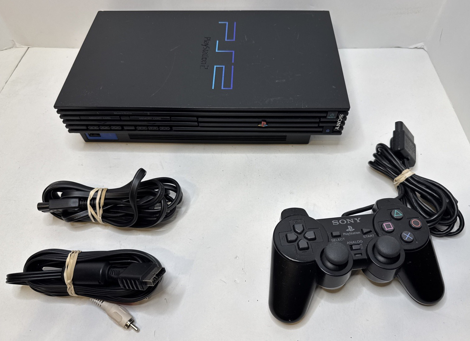 Sony PlayStation 2 SCPH-30001 R Bundle, W/ OEM Controller, AV & Power Cables