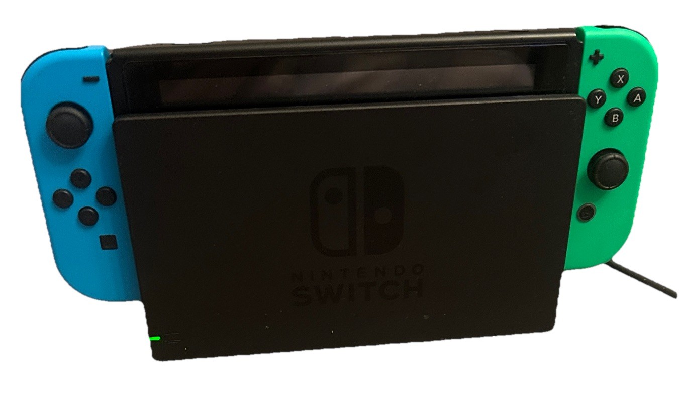 Nintendo Switch Console Bundle HAC-001 Neon Blue/Green & Red Joy-Cons, Case More
