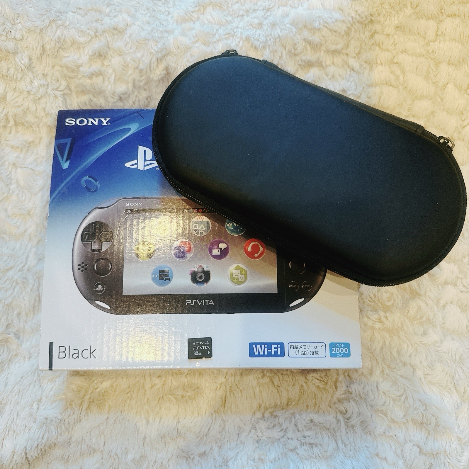 Sony PS Vita PCH2000 Black Console Boxed + 32GB Memory Card + Case Tested JAPAN