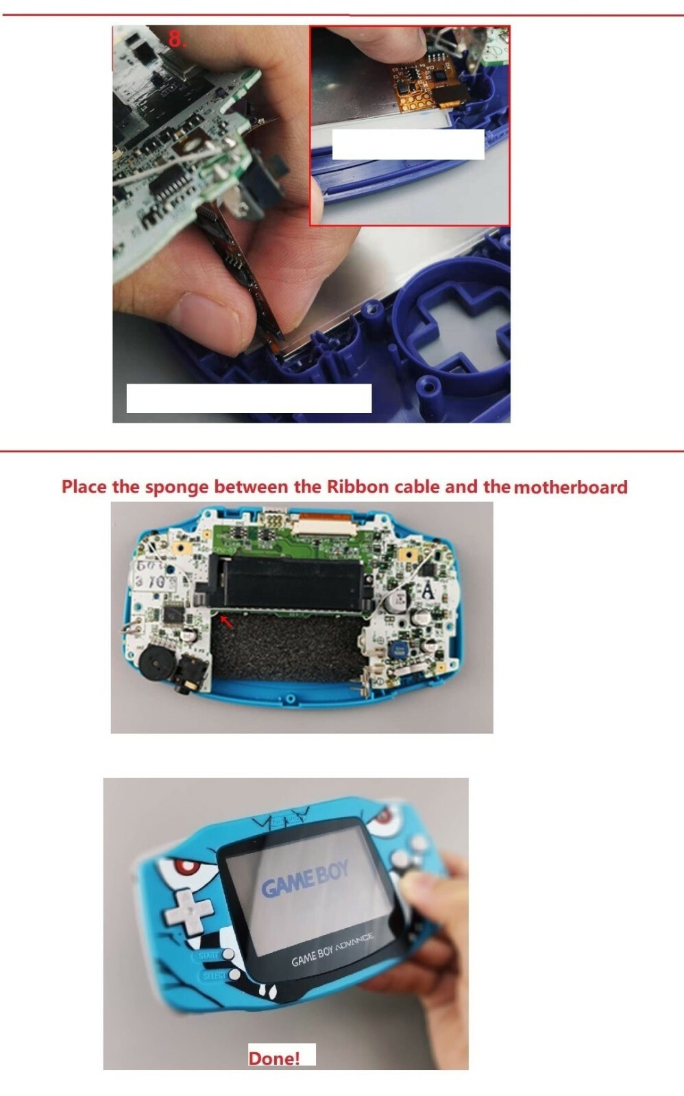 GameBoy GBA IPS v2 LCD Mod Kit Backlight Game Boy Advance USA