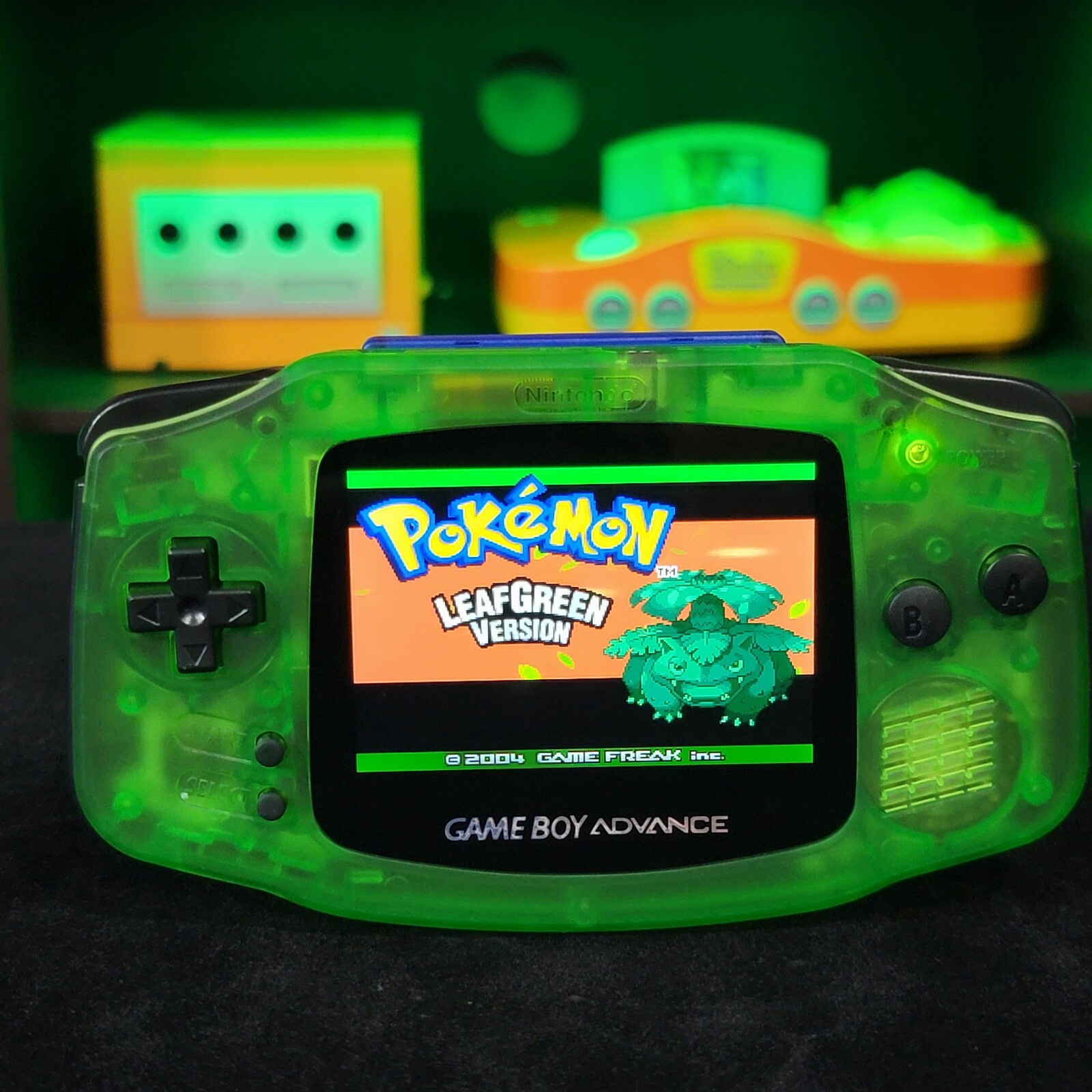 Clear Green Game Boy Advance GBA Console with iPS V5 Backlight Backlit LCD MOD