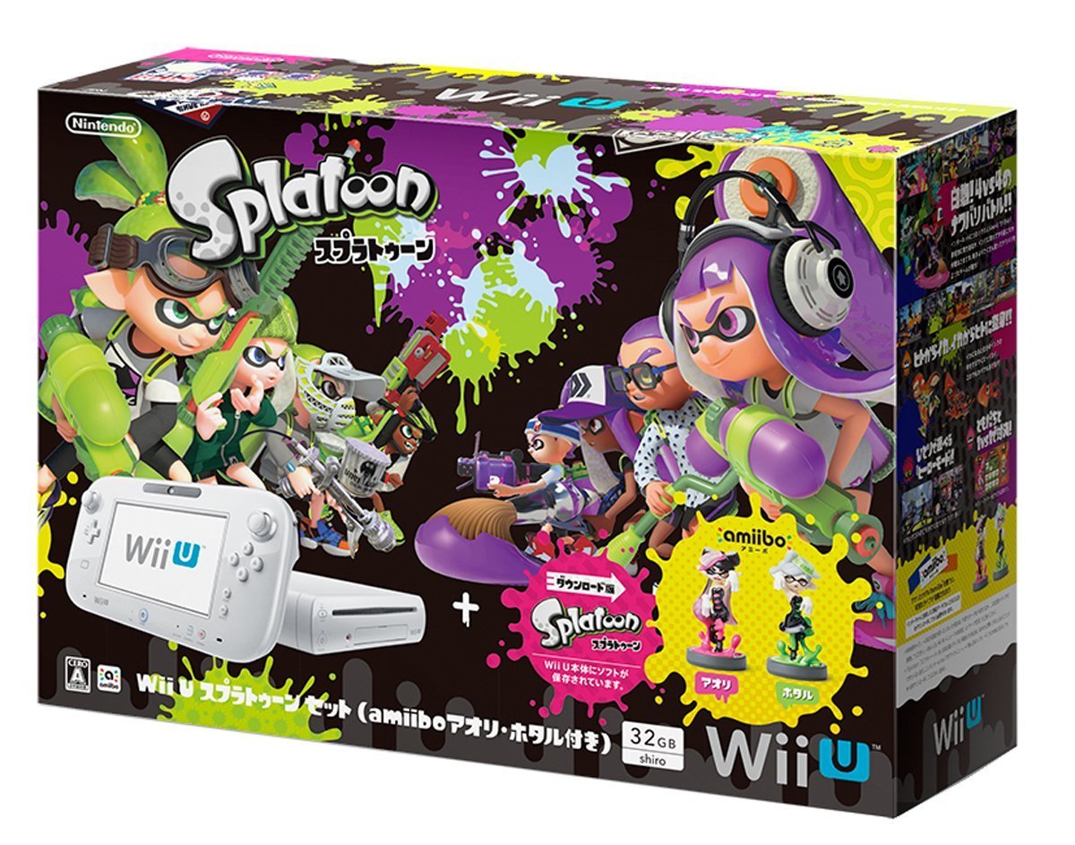 Nintendo Wii U Console Splatoon set (with amiibo Aori & Hotaru) NEW from Japan