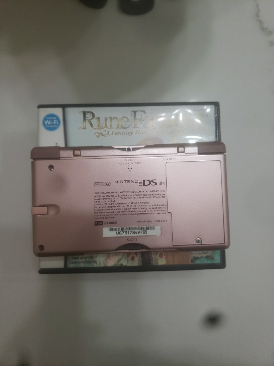 Nintendo Ds Lite Metallic Rose Gold & Rune Factory 1 2 3 4 Bundle Tested Working