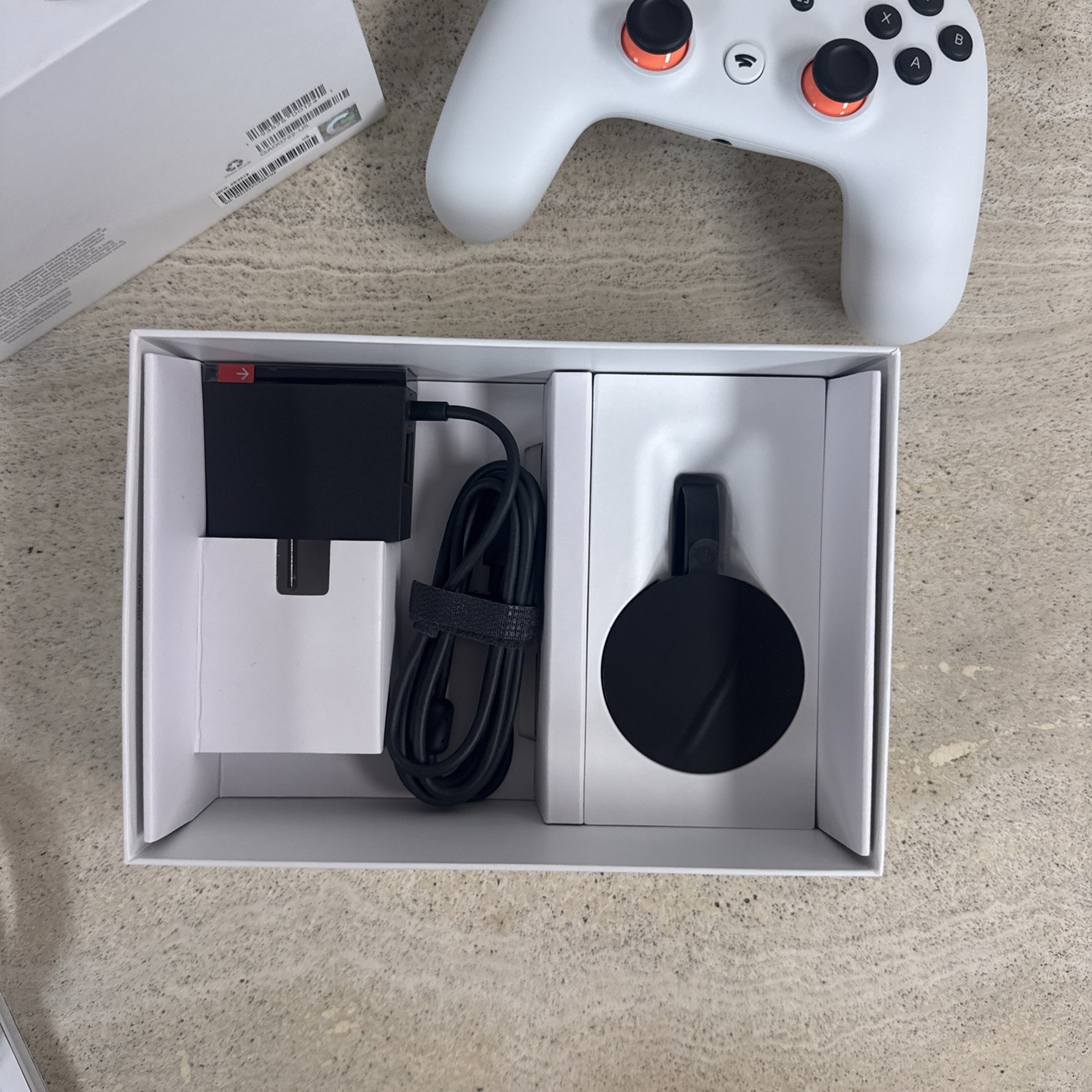 Google Stadia Premiere Edition New Open Box Controller + Chromecast Ultra White