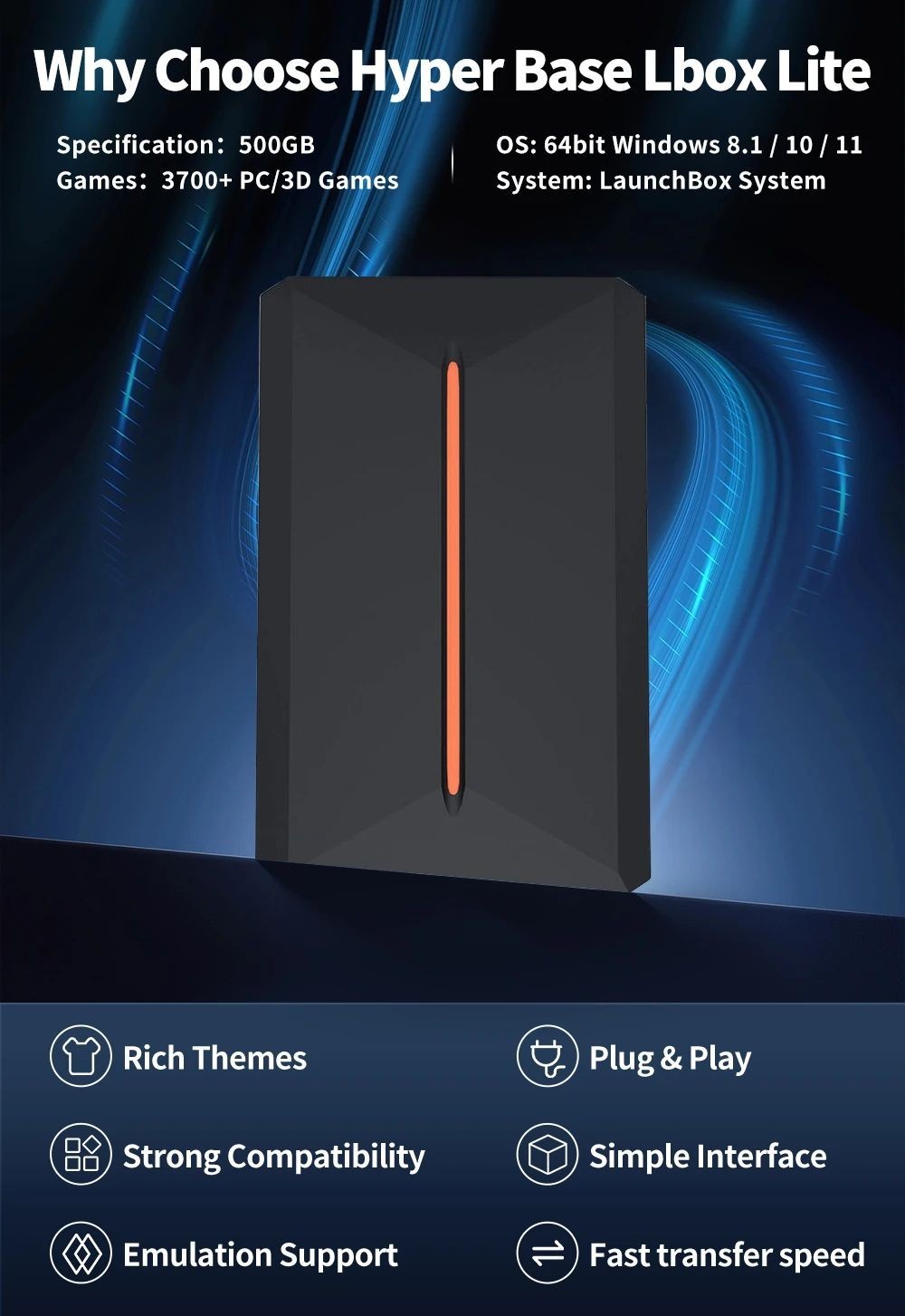 Launchbox 500GB Portable Game HDD – 3700 Games for Multi Consoles