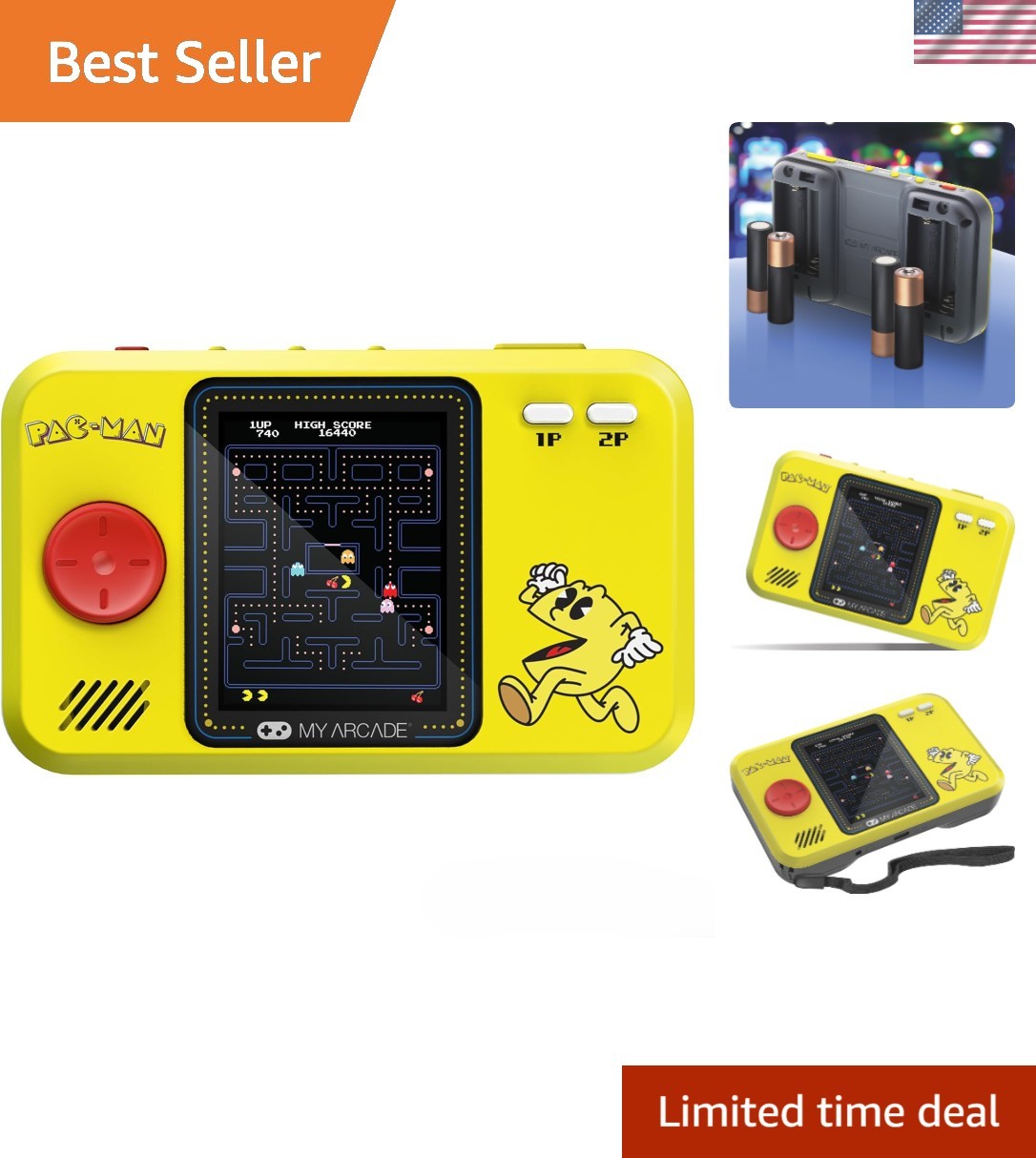 Authentic Pac-Man Mini Console with 2.75″ Color Display – Portable Retro Fun!