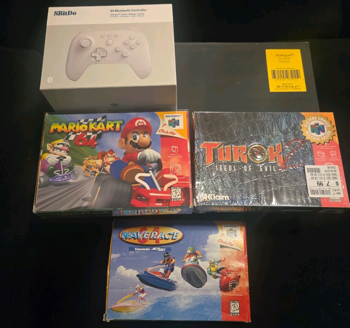 Analogue 3D Lot N64 3 games ,Mario Kart ,turok 2, wave race