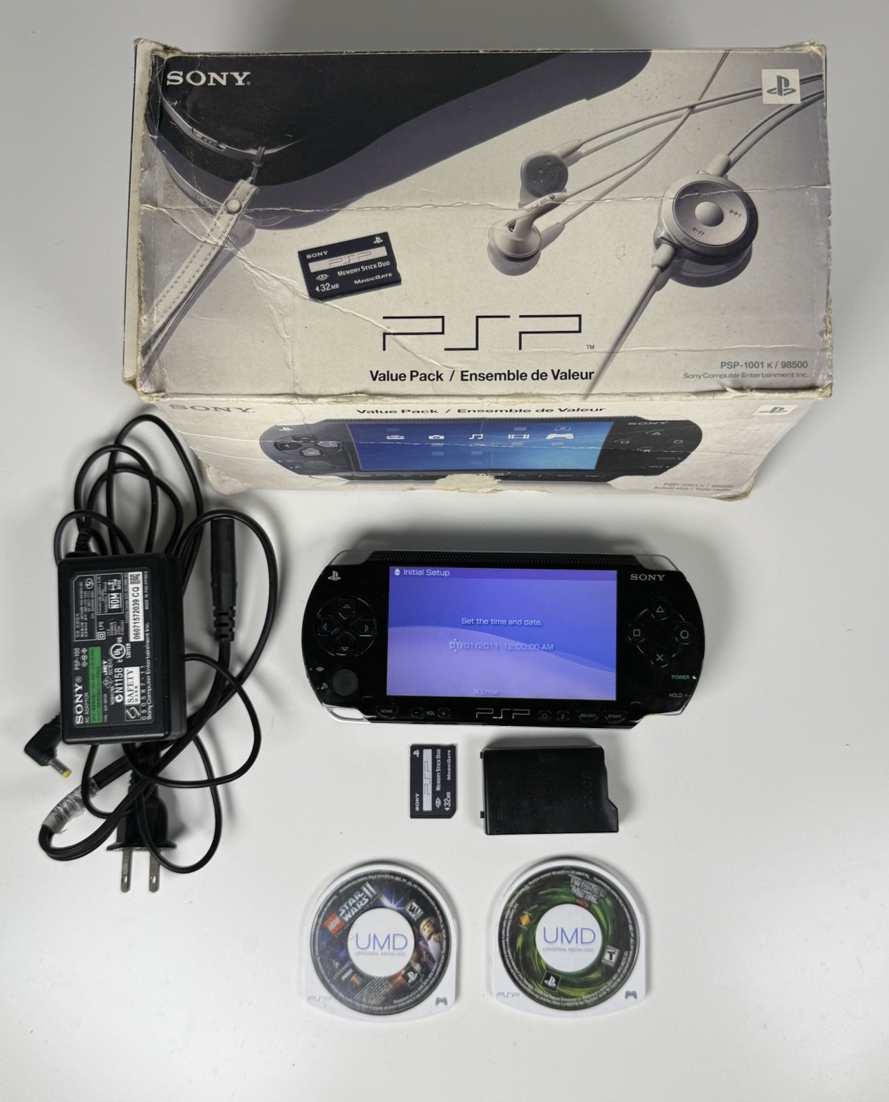 Sony PSP 1000 Portable With Box And Games Tested Works Bundle Good Condition