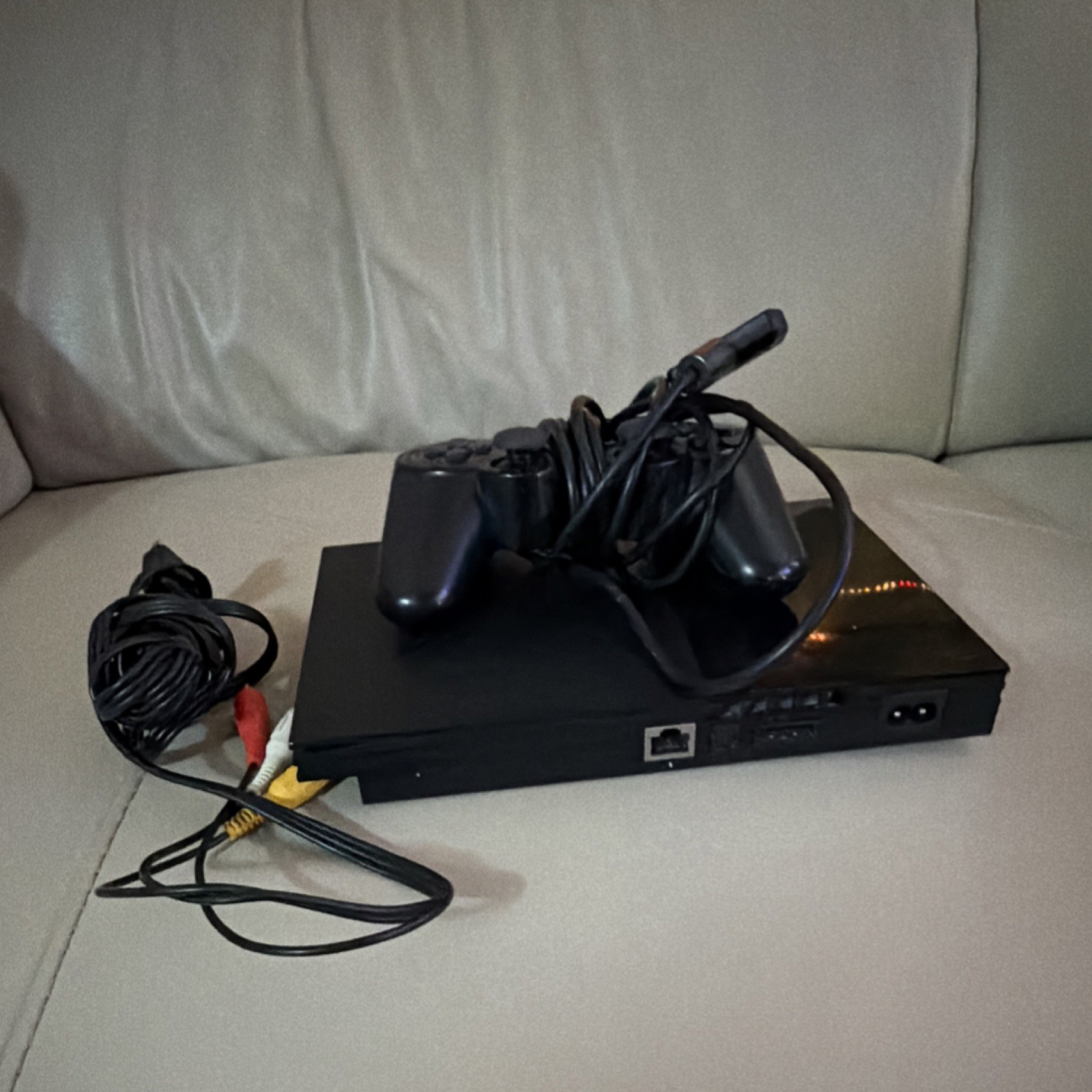 Sony PlayStation 2 Slim Console Black &1 Controller & RCA cable (NO POWER CABLE)