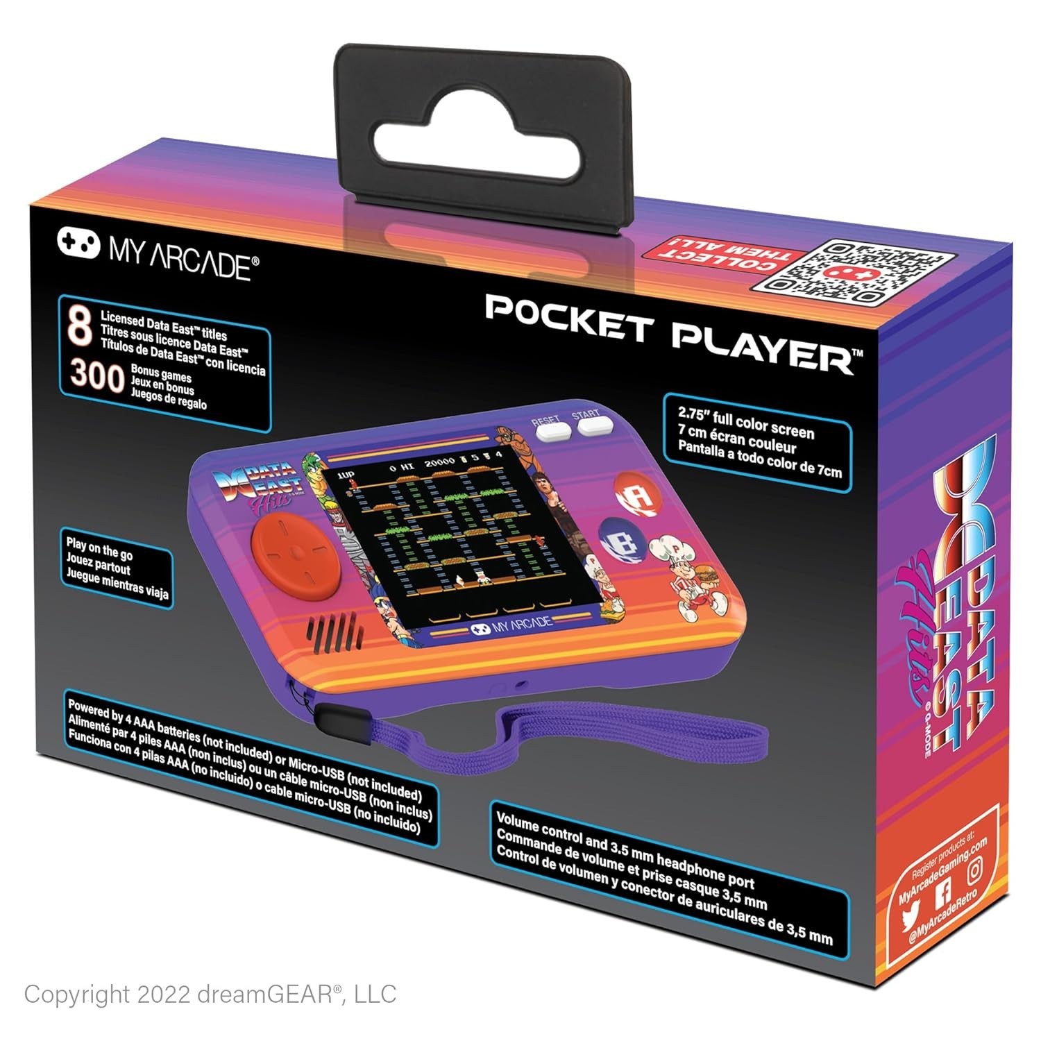 Data East Pocket Player: Portable Gaming System with 308 Preloaded Retro Game…