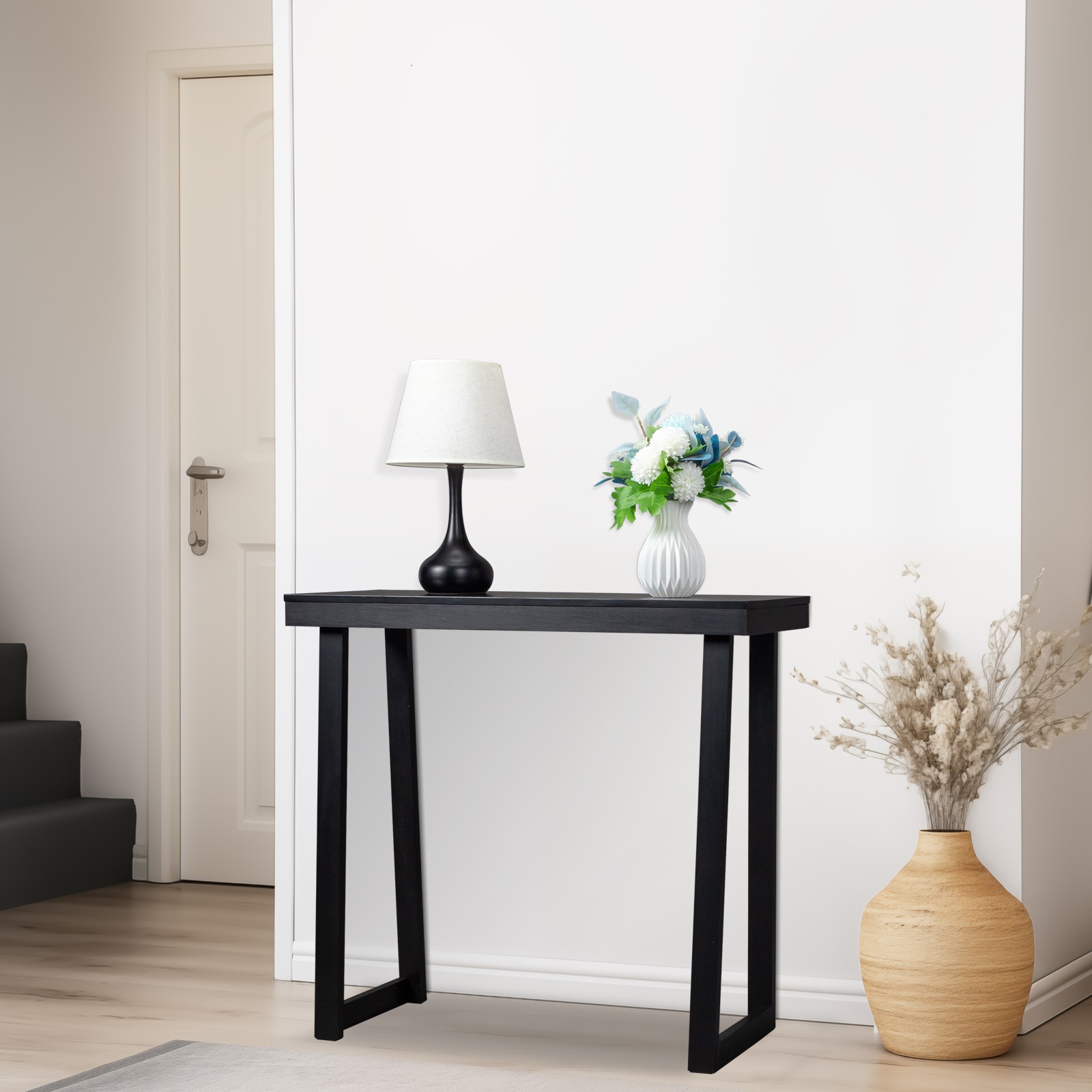 Wood Console Table Sofa Table Entryway Table for Hallway Living Room Black