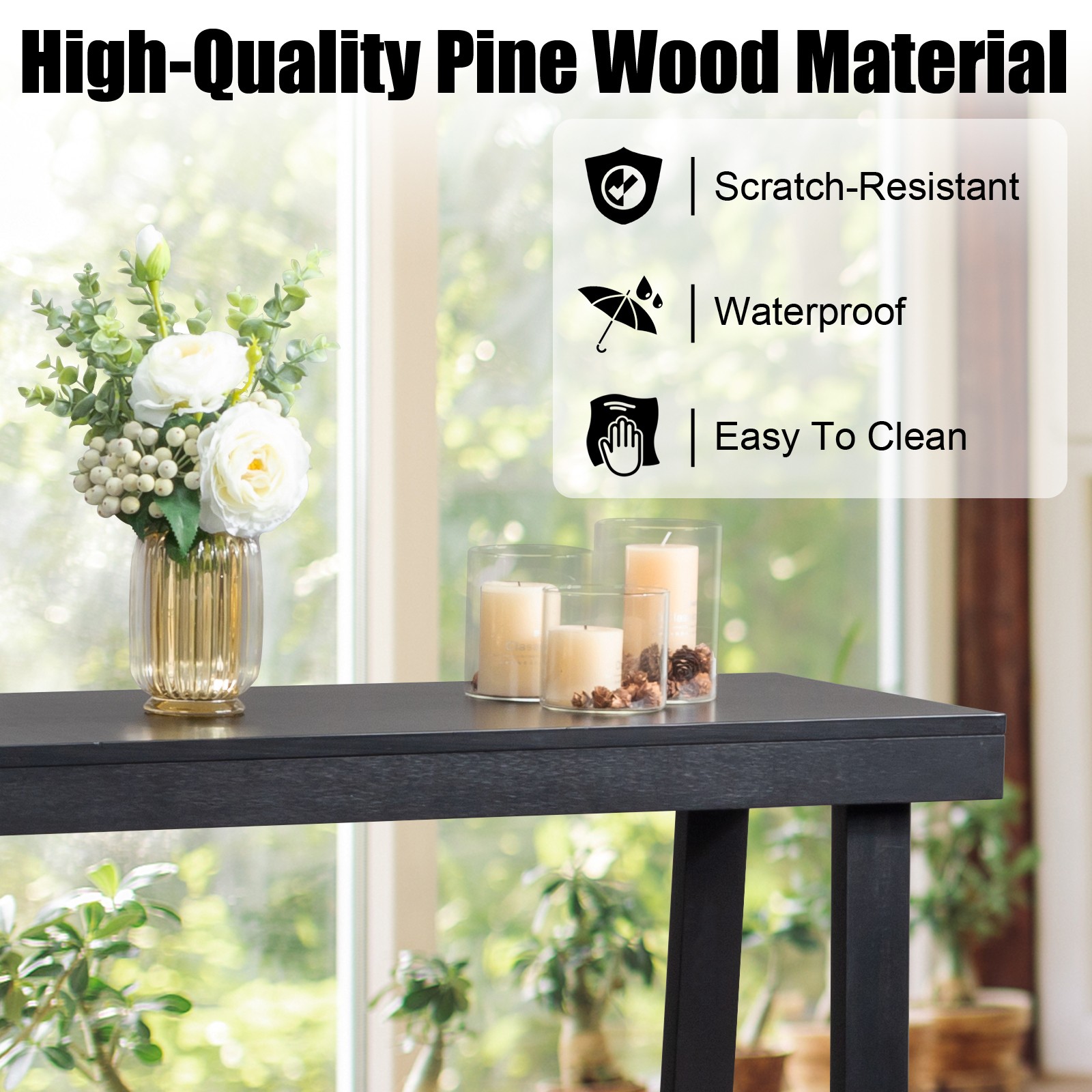 Wood Console Table Sofa Table Entryway Table for Hallway Living Room Black