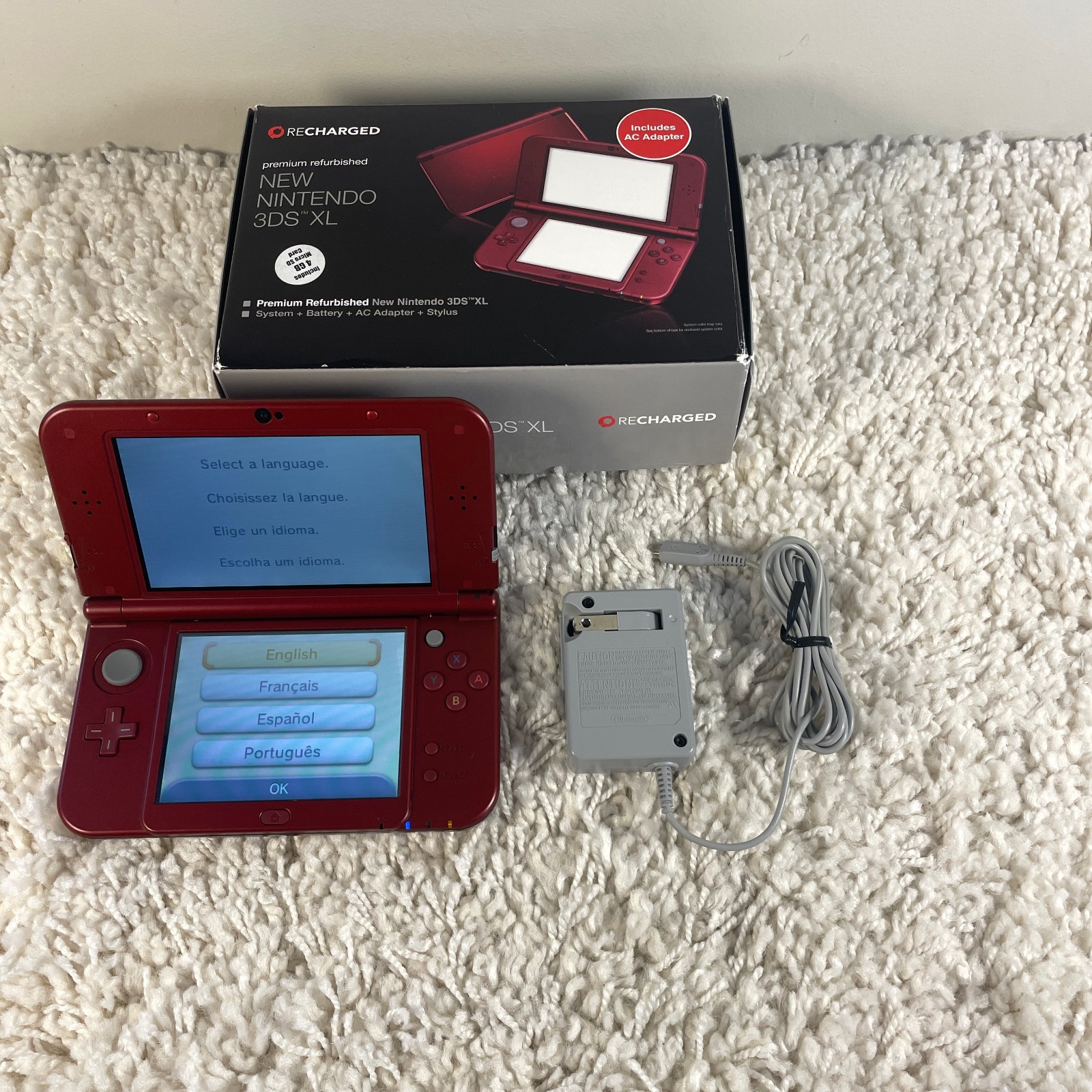 Nintendo “New” 3DS XL Metallic Red Handheld Console System RED-001 Tested