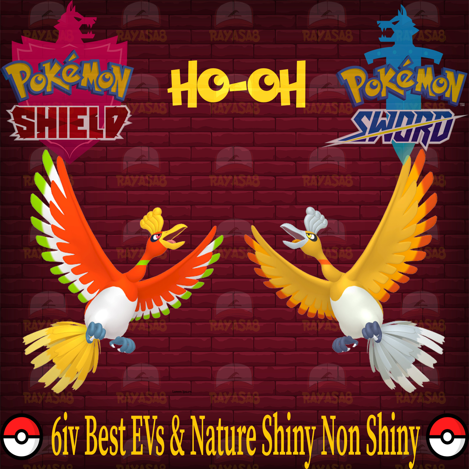Pokemon Sword & Shield HO-OH Legend 6IV Best EVs & Nature 🌟Shiny🌟 & Non Shiny