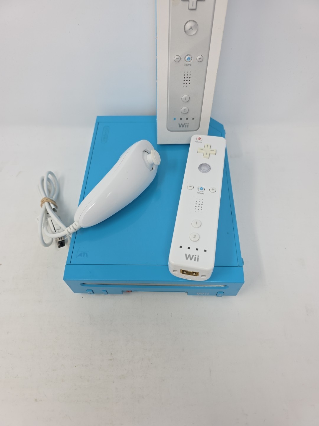 Nintendo Wii System Blue Console Bundle With Wii Mote And Cables RVL-101 Tested