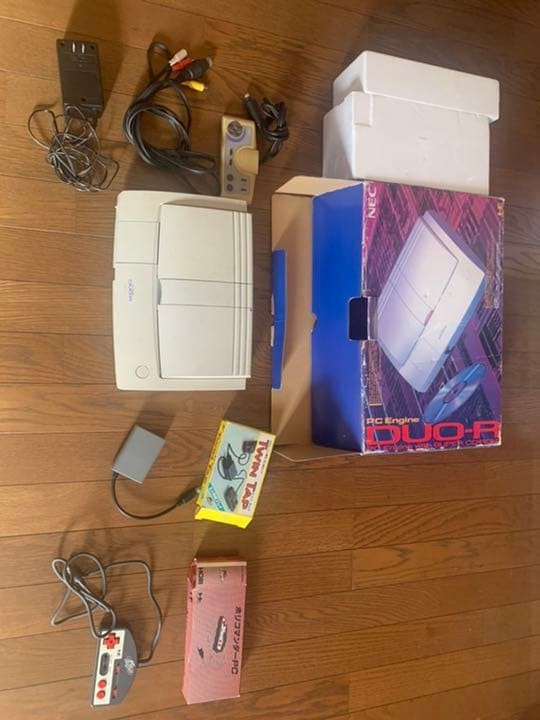 NEC PC Engine Duo-R Console Set Tested Twin Tap HORI Pad Used KA352