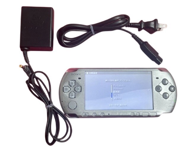 Sony PSP 3000 Silver Console AC adapter ・Cable Used Tested Sony PSP 3000