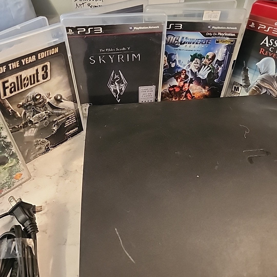 Sony PlayStation 3 PS3 Slim (CECH-2501B) Console + 2 Controllers 6 Games TESTED