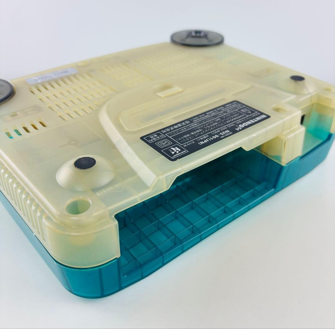 Nintendo 64 Clear Blue Console Set Tested Controller AV Power Adapter JP