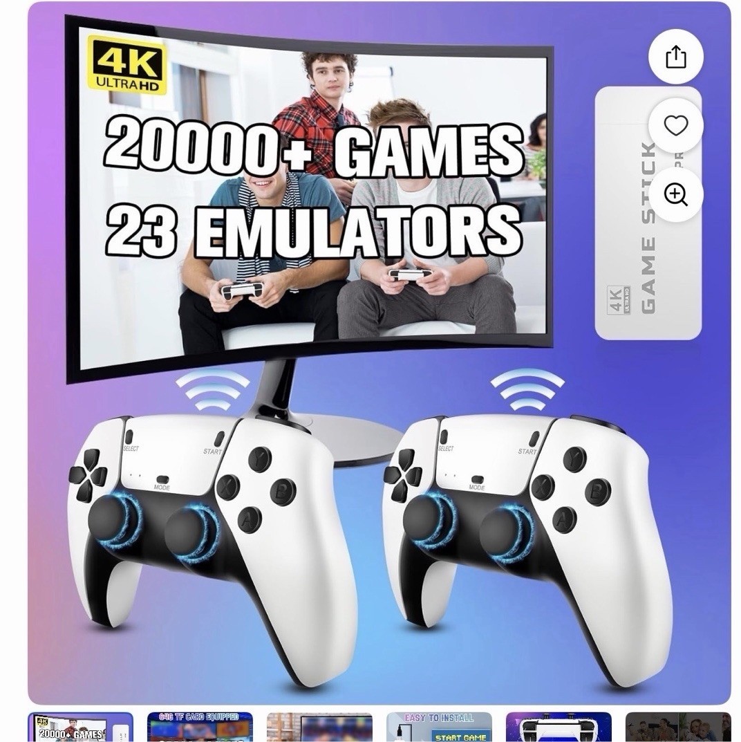 GameStick Pro 4K Ultra HD Console 64GB 23 Emulators Dual Wireless Controllers