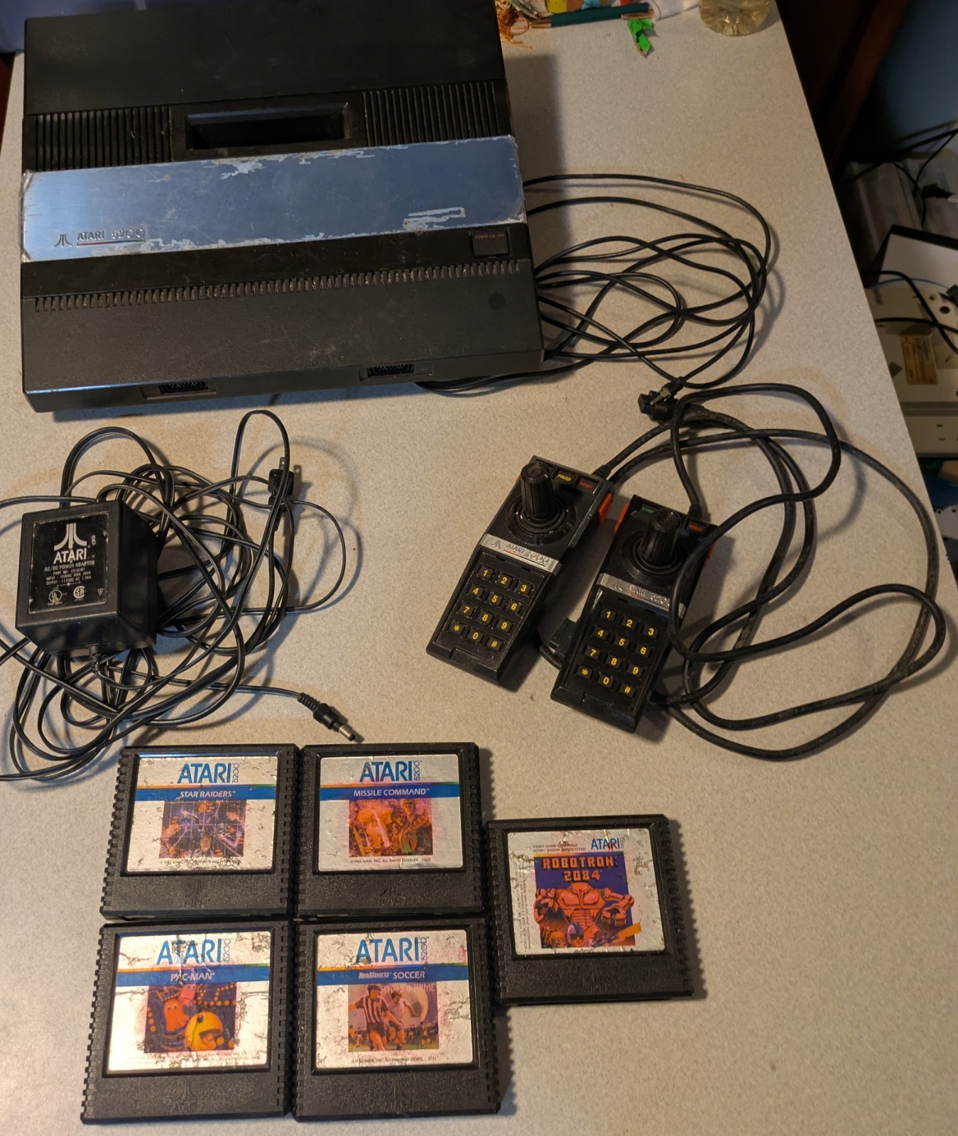 Atari 5200 Console Bundle Lot with Cables, Controllers And 5 Games