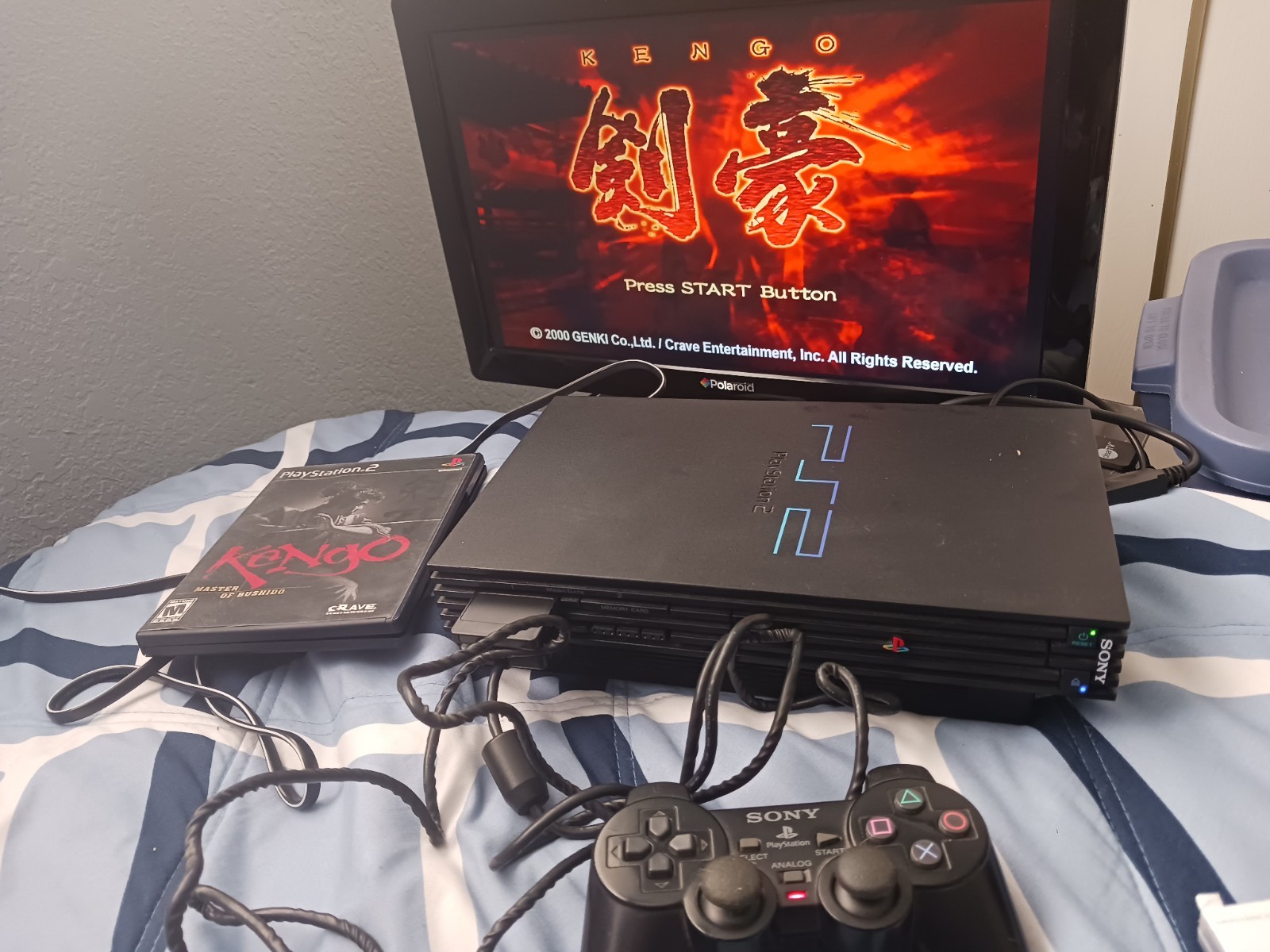 Sony PS2 Console Bundle SCPH-39001 Fat Tested + Kengo Game & 128MB Memory Card